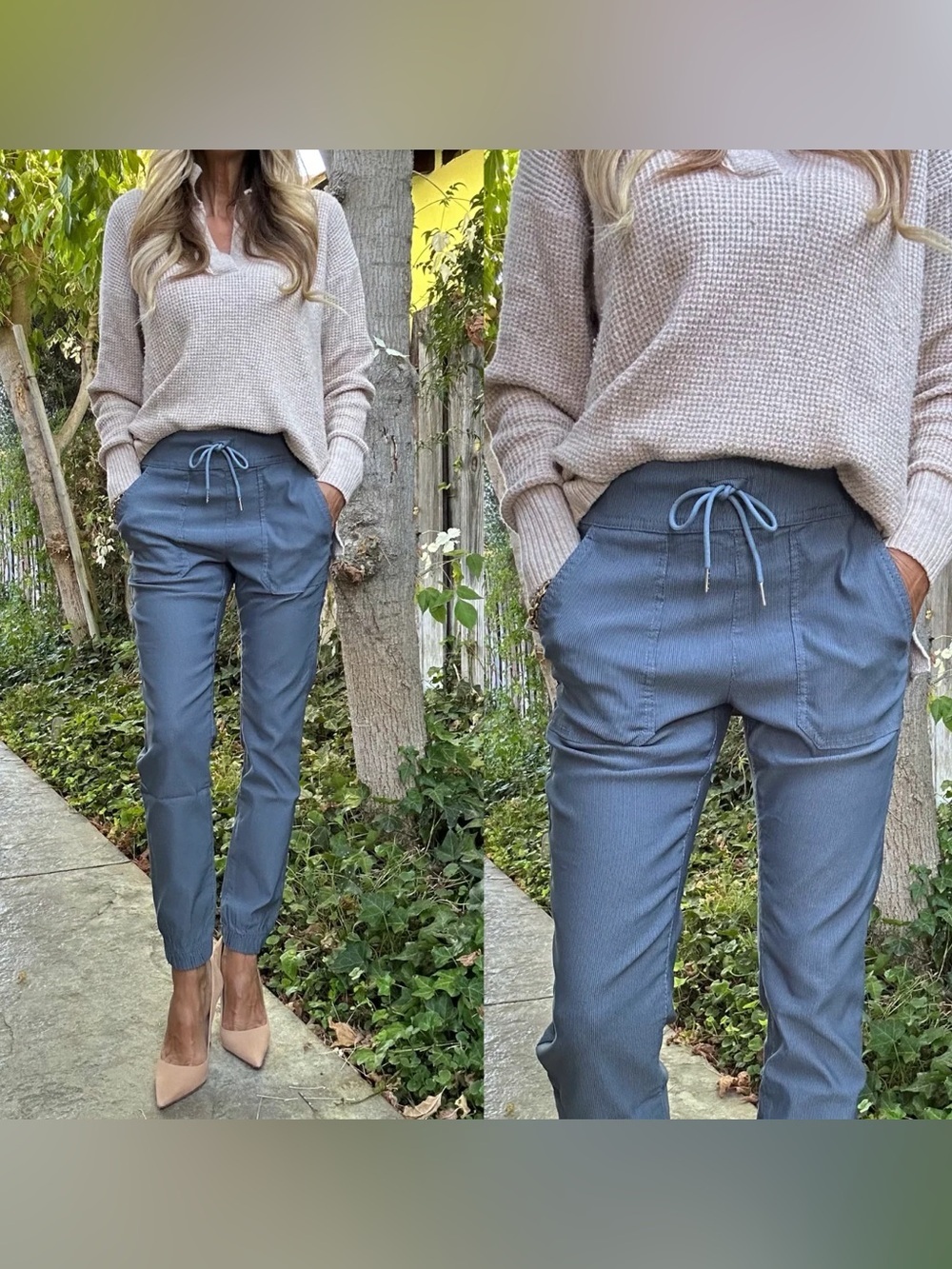 Bevy Flog Tali Jogger in Dusty Blue Stripe